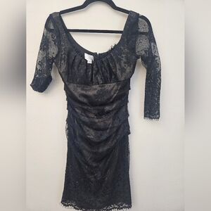 Suzi Chin for Maggy Boutique Black Lace Long Sleeve Dress